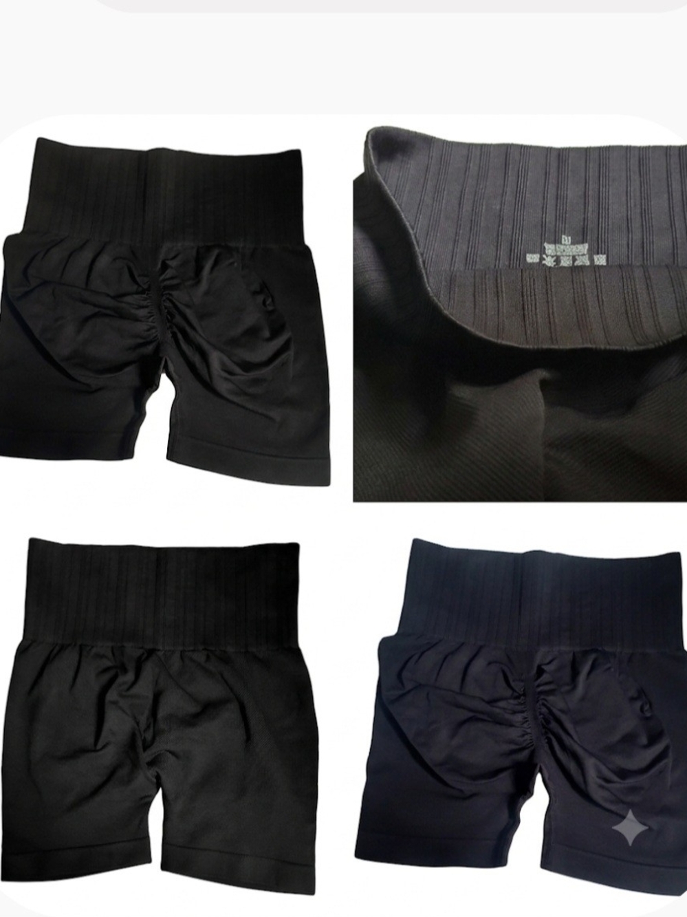 Black High-Waist Ruched Kids Bike Shorts